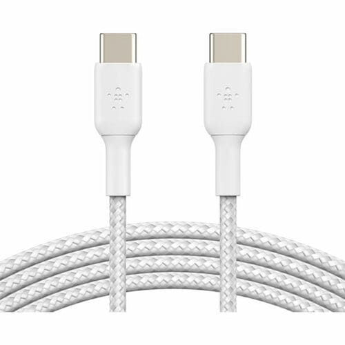CAB004BT1MWH2PK - Belkin Braided USB-C to USB-C Cable (1m / 3.3ft, White) - 1 m USB-C Data Transfer Cable - First End: 1 x USB Type C male - Second End: 1 x USB Type C male - White - 2 Pack