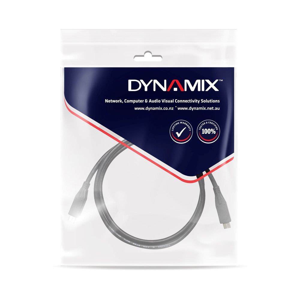 DYNAMIX 1M, USB 3.1 USB-C Male to USB-C Male Cable 5V/3A. Transfer