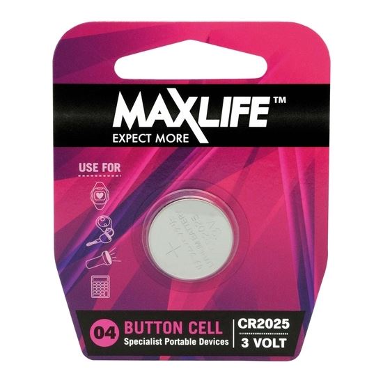 MAXLIFE_CR2025_Lithium_Button_Cell_Battery_1Pk