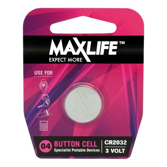 MAXLIFE_CR2032_Lithium_Button_Cell_Battery_1Pk_(Available_in_Box_of