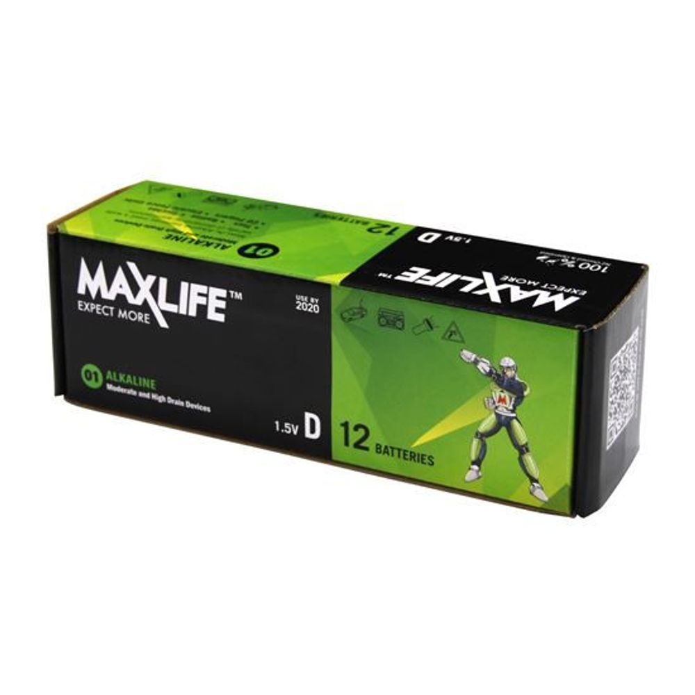 MAXLIFE D Alkaline Battery 12 Batteries Per Pack