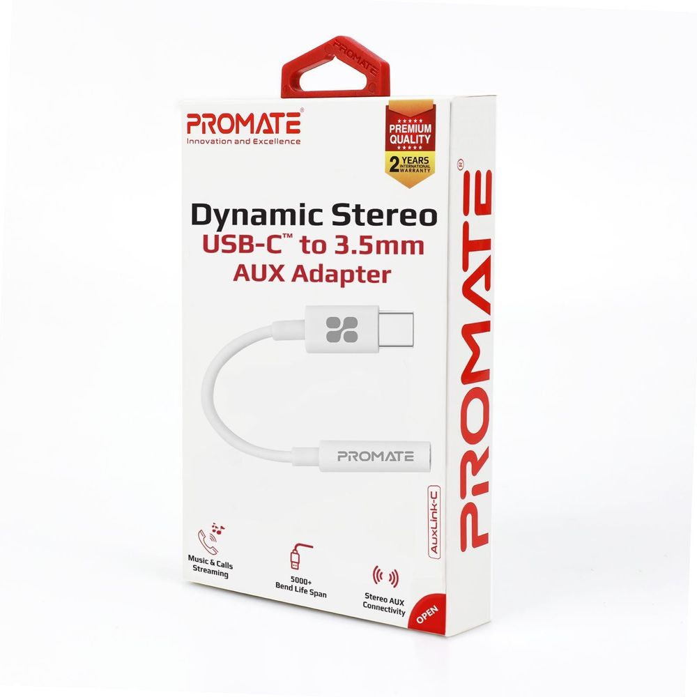 PROMATE Dynamic Stereo USB-C to 3.5mm AUX Headhone Jack Adapter.