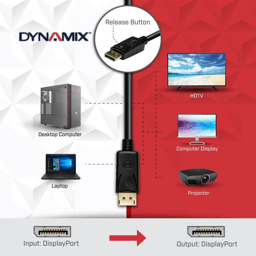 DYNAMIX 0.5M DisplayPort V1.2 Cable with Gold Shell Connectors