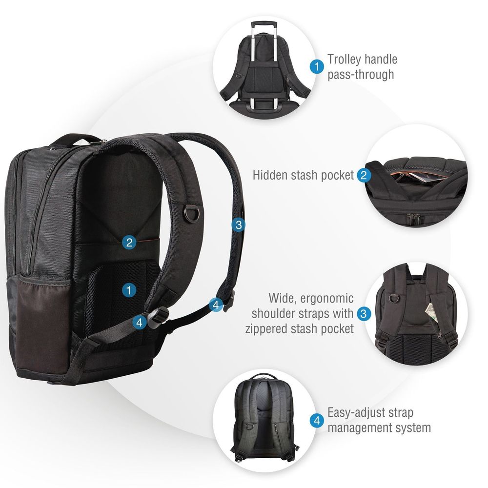 EVERKI EKP118 Studio Slim Laptop Backpack up to 14.1''/MacBook Pro 15. Integrated Laptop Corner Guard System