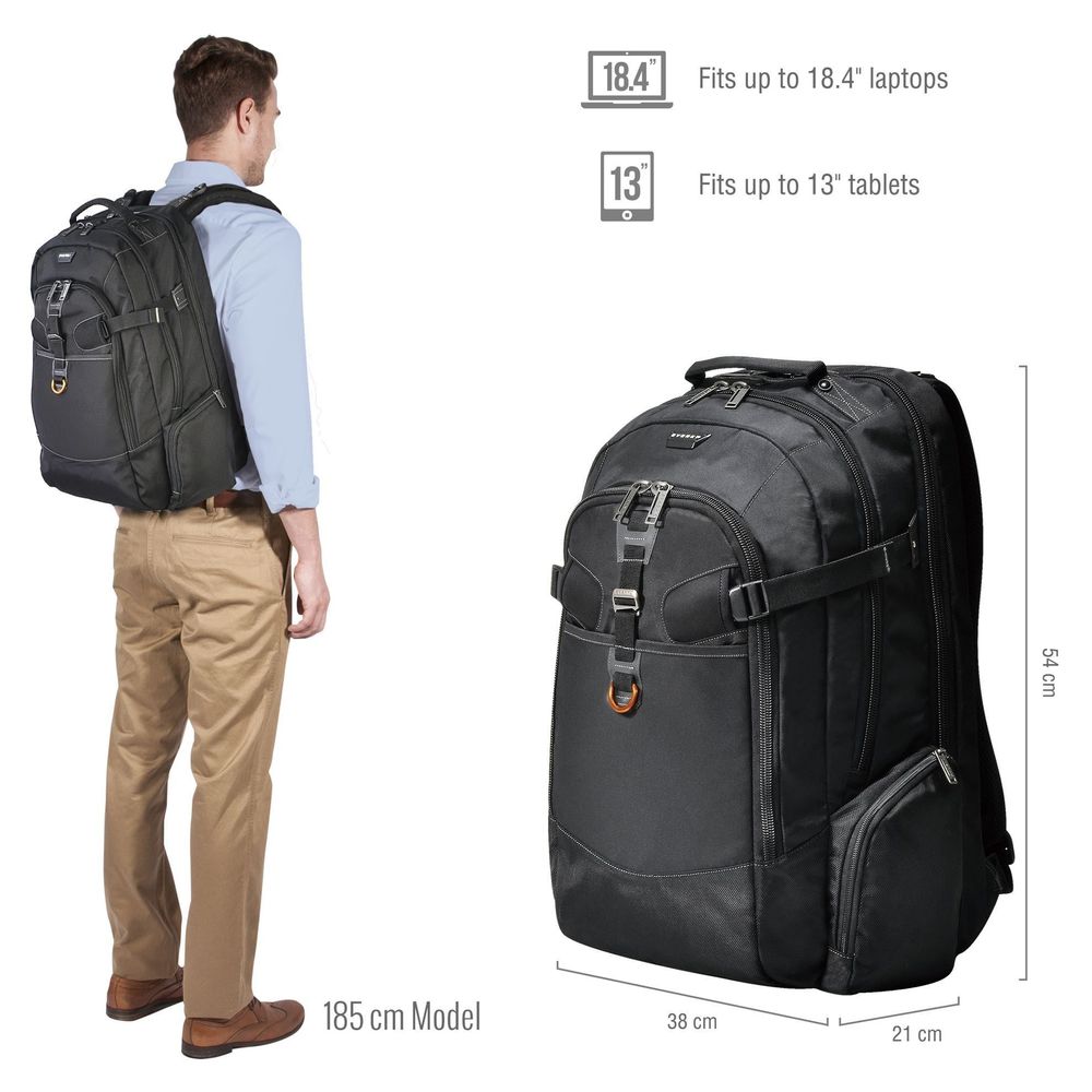 EKP120 EVERKI Titan 18.4" Business Travel Friendly Laptop Backpack. Checkpoint friendly design, with water resistant