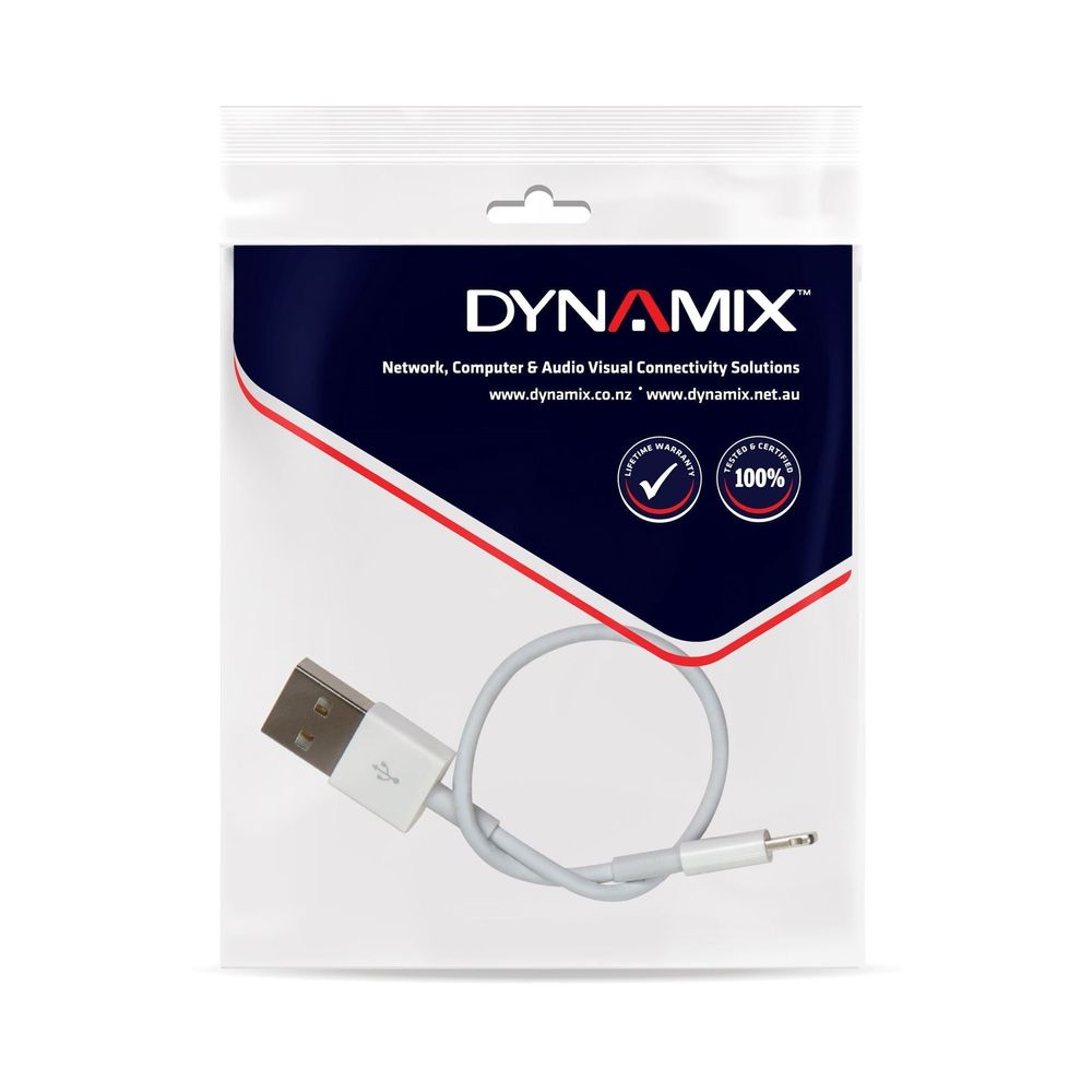 DYNAMIX 180mm USB-A to Lightning Charge & Sync Cable. For Apple