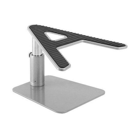BRATECK_Height_Adjustable_Laptop_Desktop_Stand._Stepless_Height_Adjustments_for_Easy_Setting._Non-Skid_Foam_Pads,_Large_Solid_Base,_15Kgs_Weight_Capacity,_Height_Range:_120-169mm._Silver_Colour.