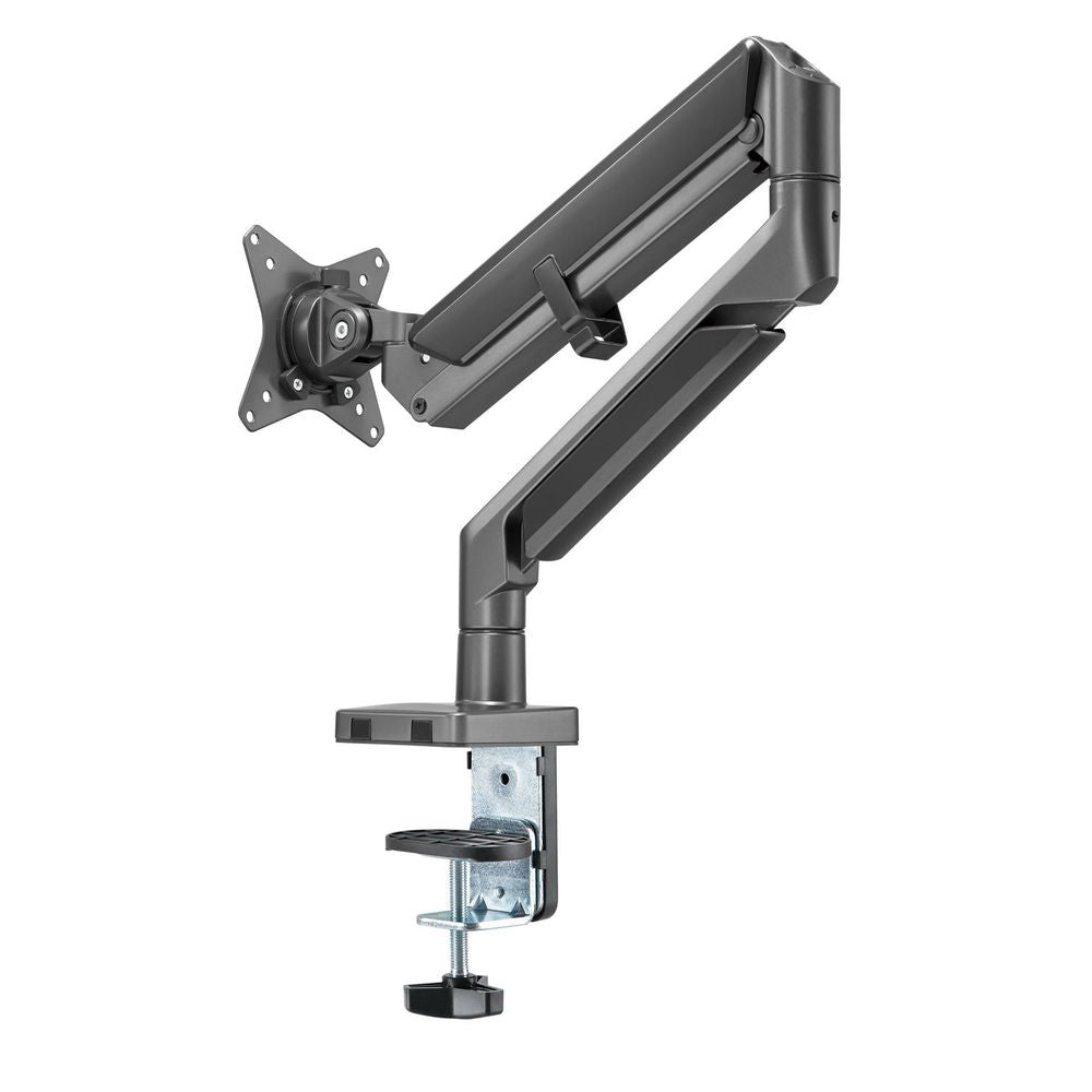 BRATECK 17''-32'' Polished Aluminium Gas-Spring Desk Mount Single Monitor Arm. Supports VESA up to 100x100