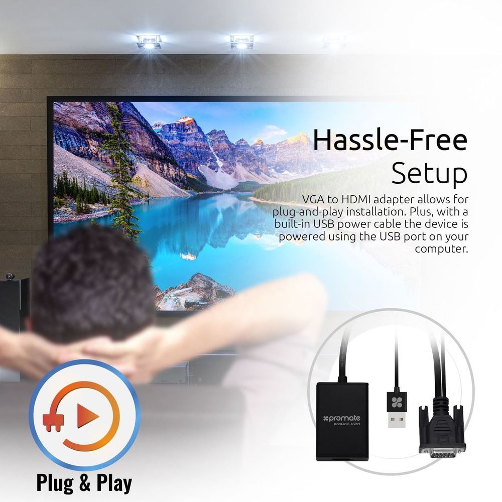 PROMATE_VGA_(Male)_to_HDMI_(Female)_Display_Adaptor_Kit_with_Audio._Supports_up_to_1920x1080@60Hz._Hassle-free_Setup_Plug-and-play._Supports_both_Windows_&_Mac._Black_Colour. 1728