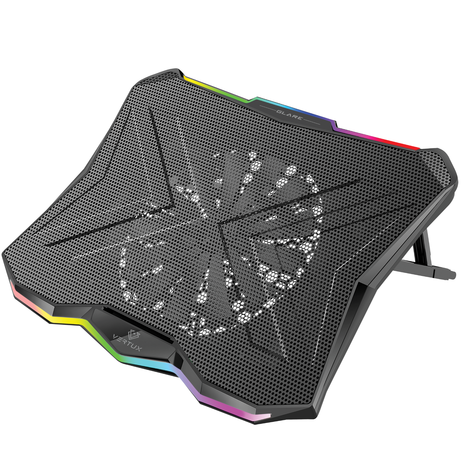 VERTUX Gaming Portable Height Adjustable Cooling Pad with Rainbow LED Lights
