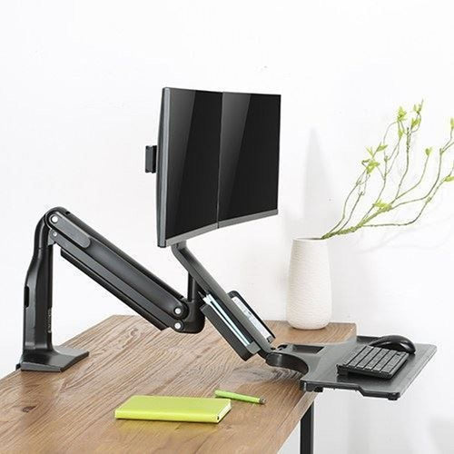 BRATECK_17-27"_Dual_Monitor_Gas_Spring_Sit-Stand_Desk_Converter._Folding_Keyboard_Tray._Counter-Balance_Gas_Spring._Integrated_Ball-Joint._2nd_Storage_Tray._Easy_Height_Adjust.