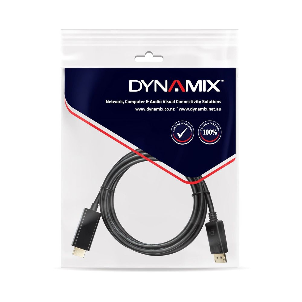 DYNAMIX 1m DisplayPort 1.2 to HDMI 1.4 Monitor cable. Max