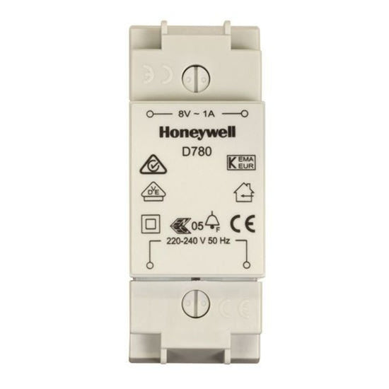 HONEYWELL_Transformer_8V_/_1A._This_Transformer_is_for_Fixed_Installations,_for_use_with_Door_Chimes_and_Bells._T,_DIN_RAIL/SURF_8V_~240V