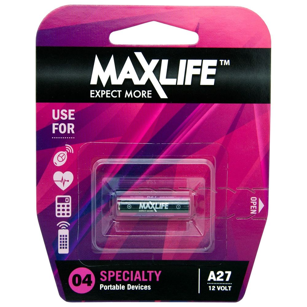 MAXLIFE A27 Alkaline 12V Battery. 1Pk.