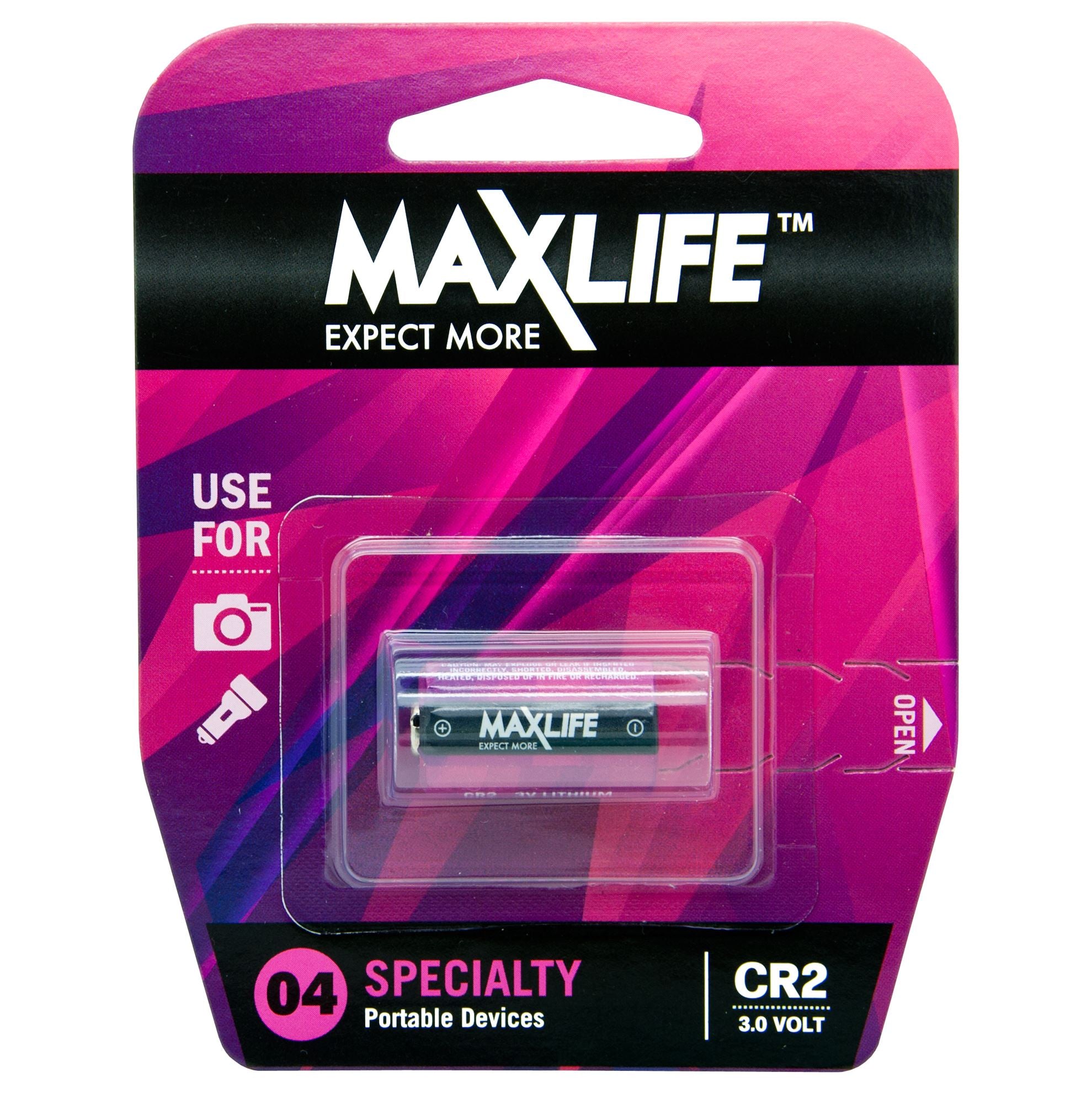 MAXLIFE_CR2_Lithium_3V_Battery_1Pk