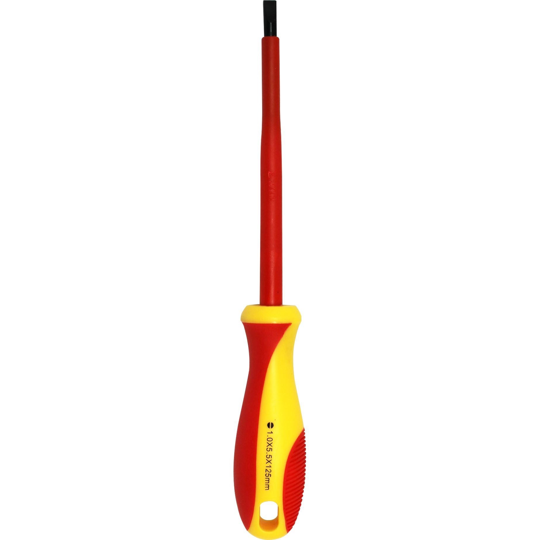 GOLDTOOL_125mm_Electrical_Insulated_VDE_Screwdriver._Tested_to_1000_Volts_AC._(1*5.5*125mm)._Yellow/Red_Colour_Handle