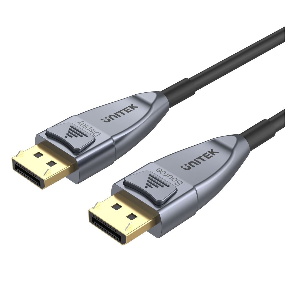 UNITEK_20M_Ultrapro_DisplayPort_1.4_Active_Optical_Cable._Supports_Up_to_8K@60Hz_&_4K@120Hz._Long_Distance_A/V_Lossless_Transmission._32.4Gbps_Bandwidth._Space_Grey_+_Black_Colour. 352