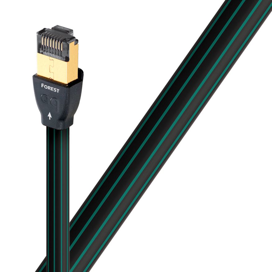 AUDIOQUEST_Forest_.75M_Ethernet_cable._0.5%_silver._Solid_conductors._Gold-plated_nickelconnectors_Jacket_-_black_PVC_-_green_stripes 1756