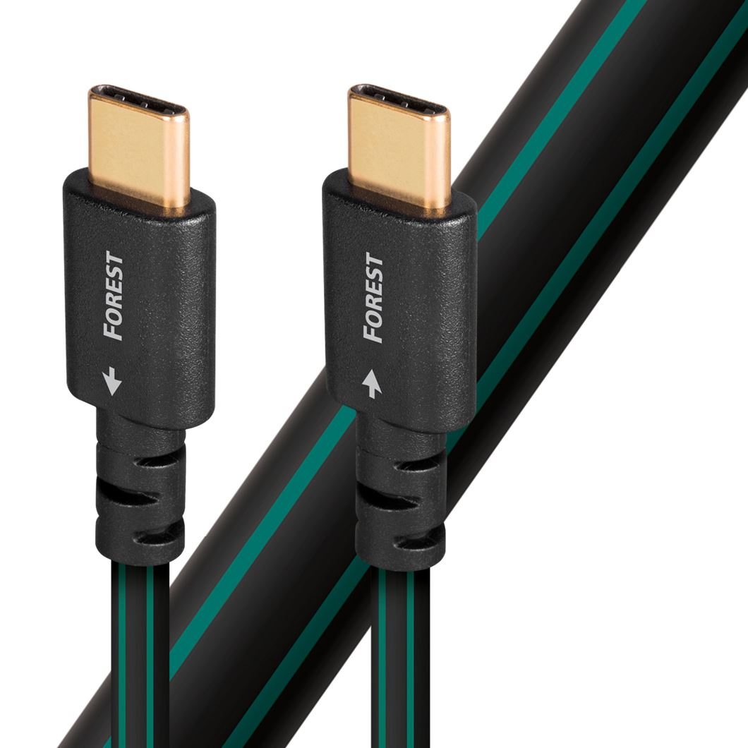 AUDIOQUEST_Forest_1.5M_USB2_C_TO_C._O.5%_silver._Hard-cell_foam._Metal-layer_noise_dissipation_Jacket_-_black_PVC_with_green_stripes._1.5M_FOREST_USB_2.0_C>C 1918