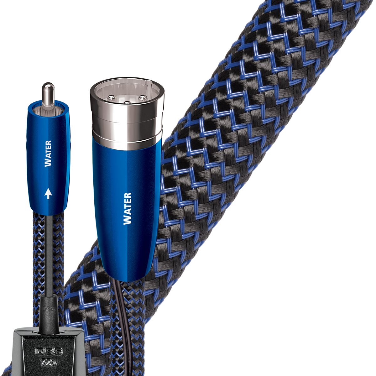 AUDIOQUEST_Water_.75M_XLR_to_XLR_pair._Solid_perfect_surface_copper_plus._Triple_balanced._Polyethylene_air-tubes._Cold-welded,silver_over_copper_TER_Jacket_-_blue_-_black_braid 2057