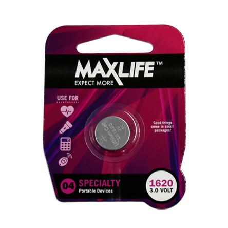 MAXLIFE_CR1620_Lithium_Button_Cell_Battery_1Pk