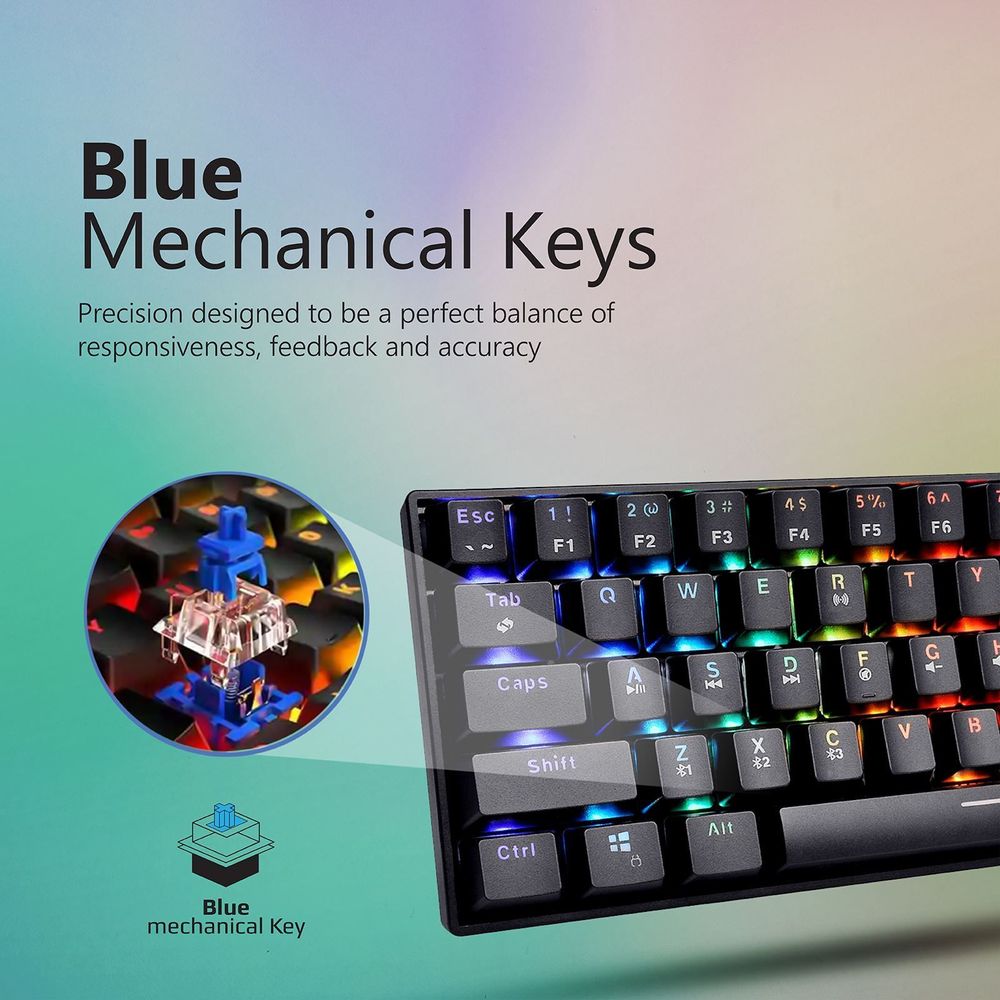 VERTUX Mini Bluetooth Mechanical Gaming Keyboard with RGB LED