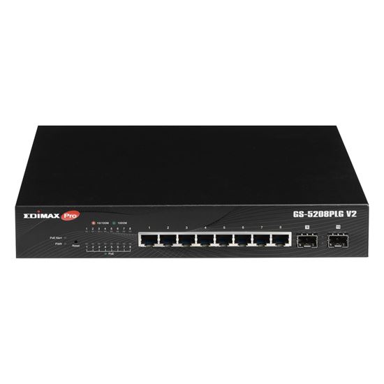 edimax 10-port gigabit long range poe+ web smart switch with 2x sfp slots. 8x poe ports + 2 sfp. ieee 802.3af/at poe/poe+ compliant power budget 84w. poe support up to 200m.  tech supply shed