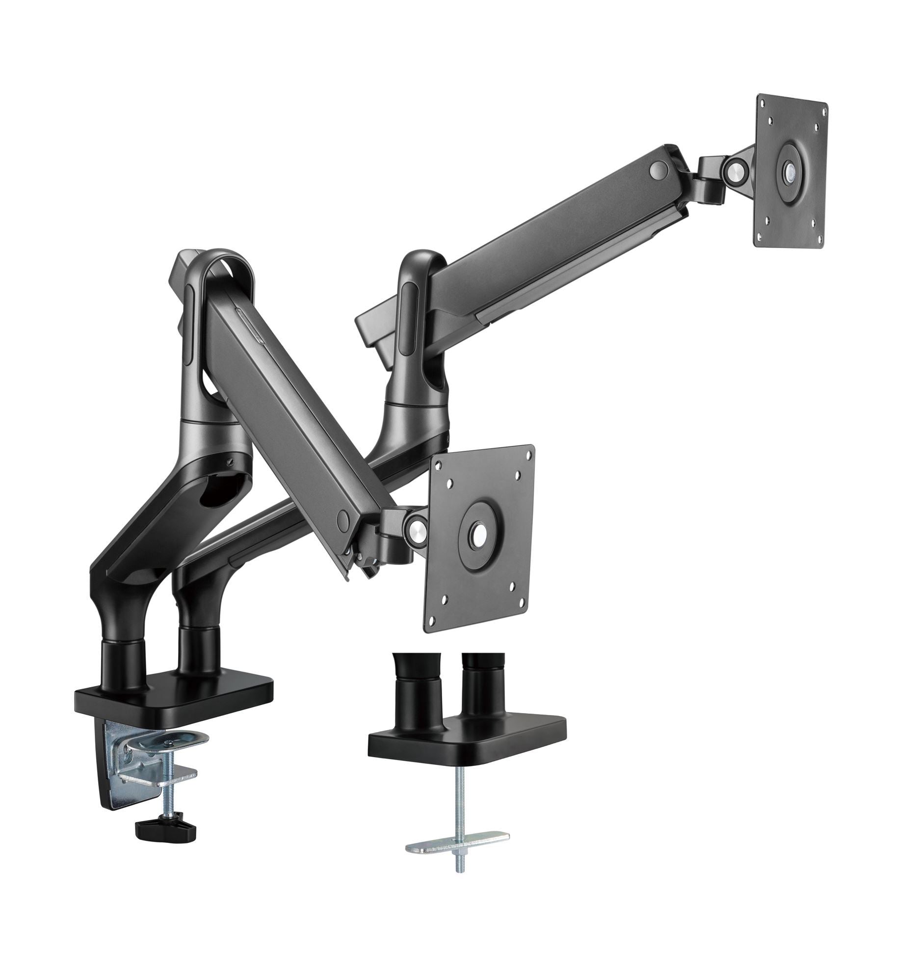 BRATECK 17''-32'' Premium Aluminium Dual Spring-Assisted Desk Mount Monitor Arm. Supports VESA up to 100x100