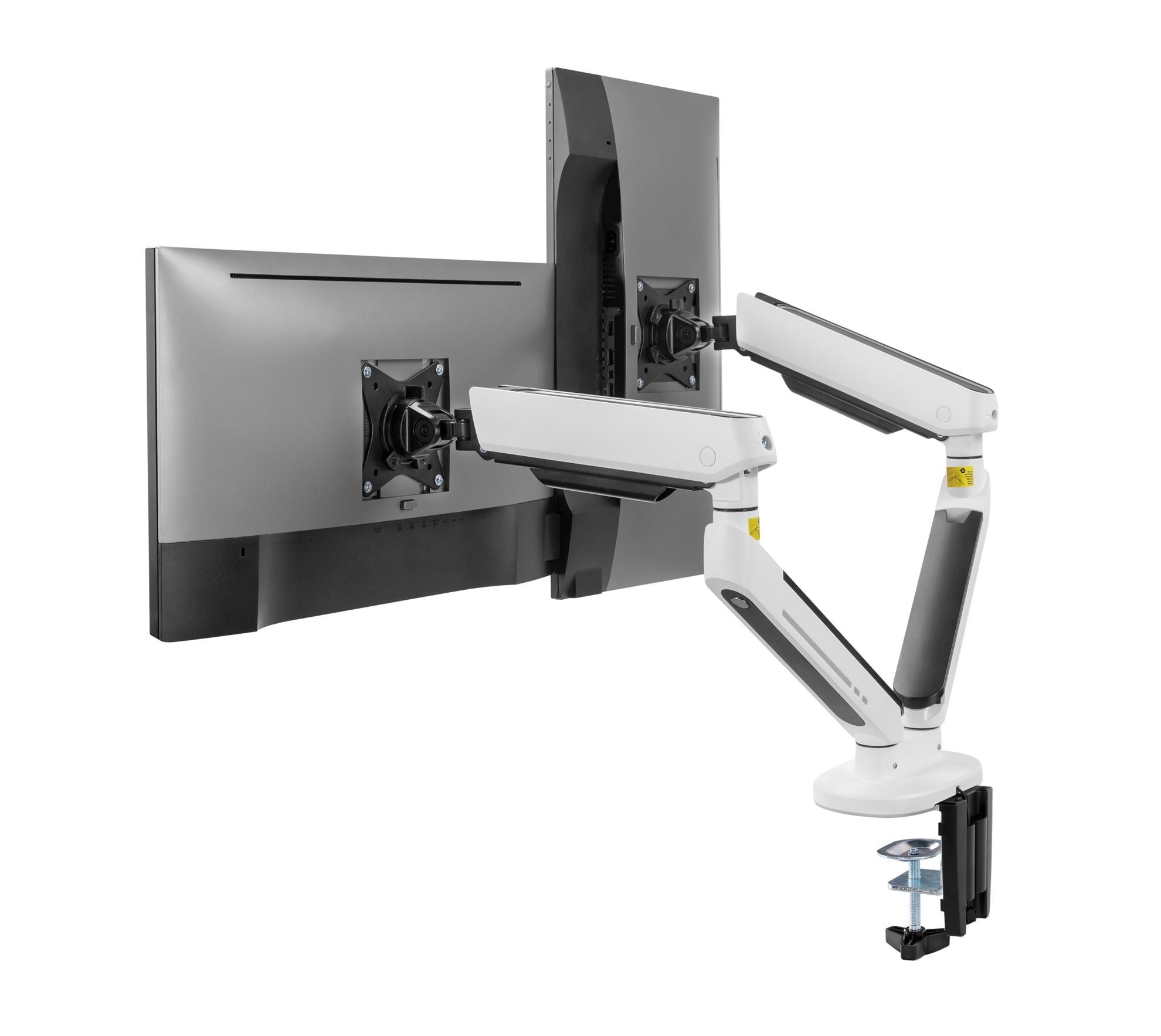 BRATECK 17"-32" Premium Gaming Dual Monitor Arms with RGB Lighting. Gas-Spring Desk Mount Monitor Arm