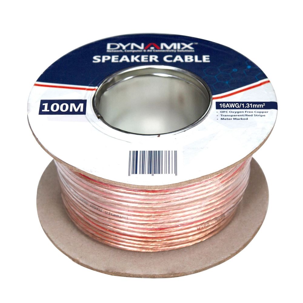 16AWG/1.31mm Speaker Cable, OFC 25/025BCx2C, Clear PVC Insulation 1.31mm Speaker Cable Clear PVC - 100m