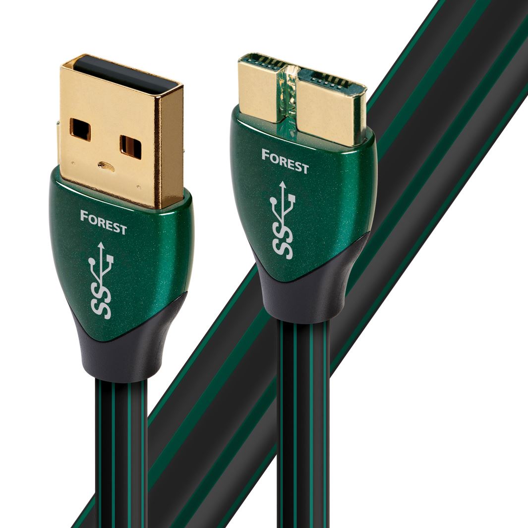 AUDIOQUEST_Forest_.75M_USB3A_TO_USB3_Micro._O.5%_silver._Hard-cell_foam._Metal-layer_noise_dissipation_Jacket_-_black_PVC_with_green_stripes._0.75M_FOREST_USB_3.0_MICRO 1919