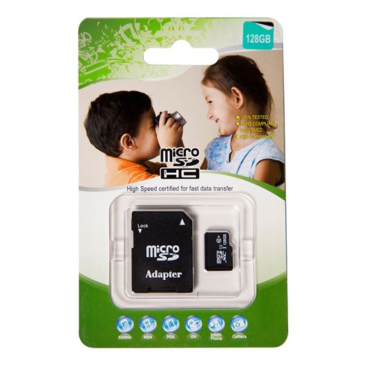 128GB Micro SD High-Speed Certified Flash Card with Adapter