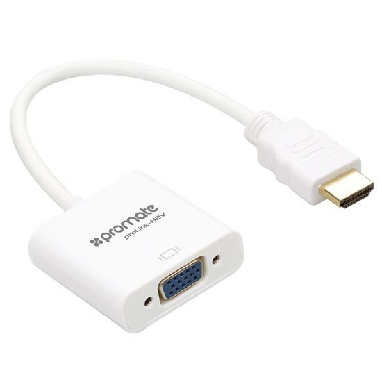 PROMATE_HDMI_(Male)_to_VGA_(Female)_Display_Adaptor_Kit._Supports_up_to_1920x1080@60Hz._Gold-Plated_HDMI_Connector._Supports_both_Windows_&_Mac._White_Colour. 1718