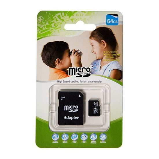 64GB Micro SD High-Speed Certified Flash Card with Adapter