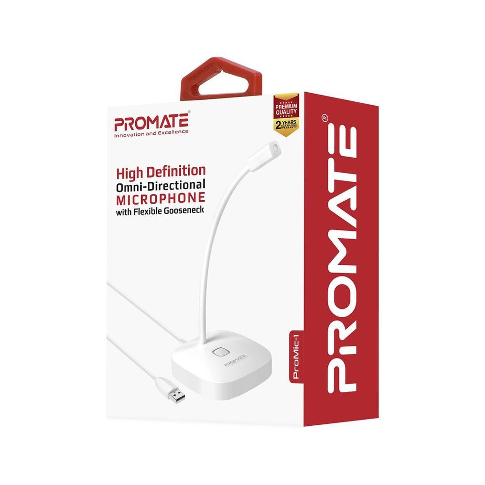 PROMATE Omni Directional USB Microphone with Gooseneck Design & Mute Button