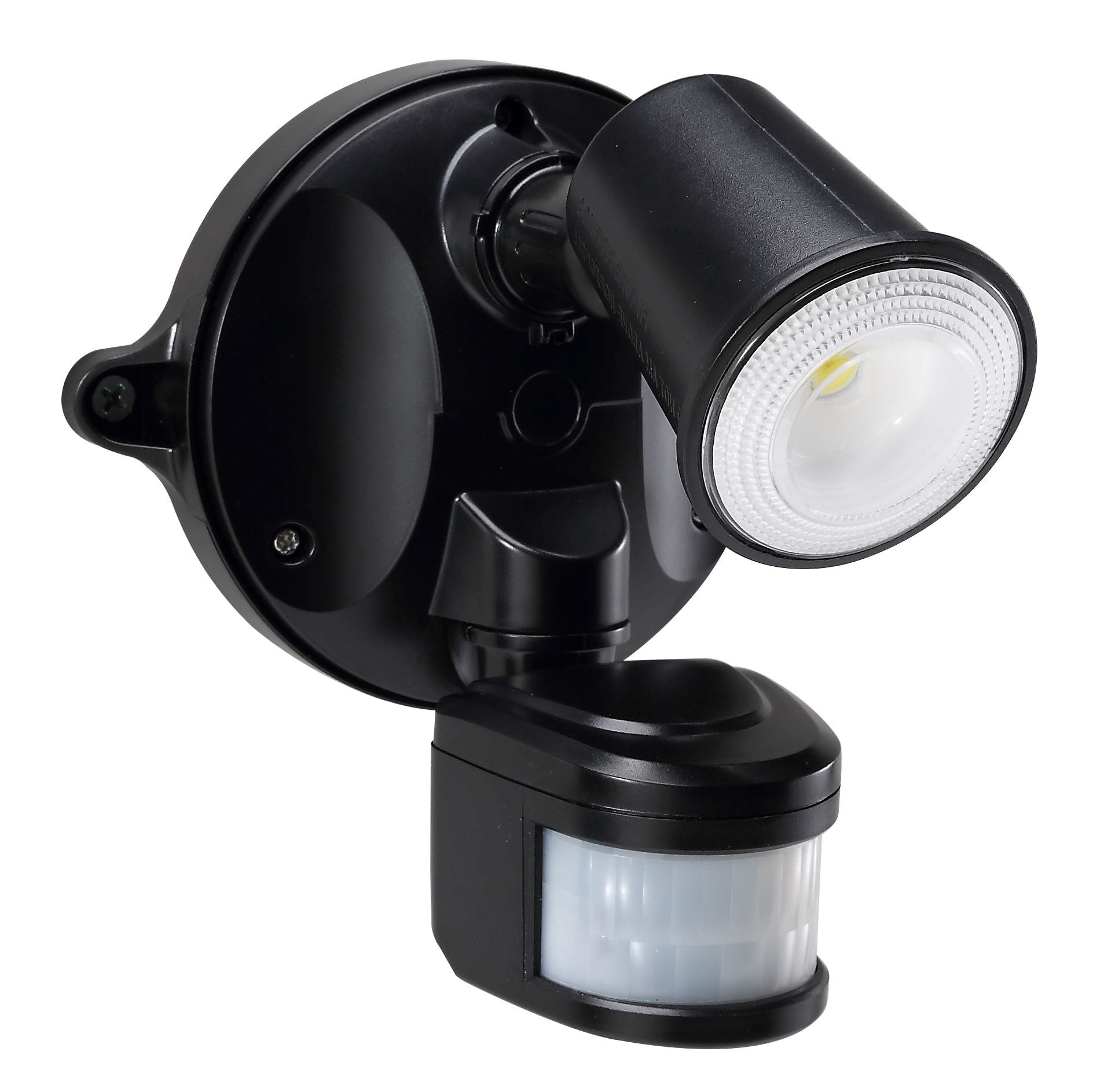 HOUSEWATCH_10W_Single_LED_Spotlight_with_Motion_Sensor._IP54._Passive_IR._9m_(Side)_&_12m_(Front)_Detection_Range._Detection_Angle_140_Degree._Includes_Timing_&_Lux