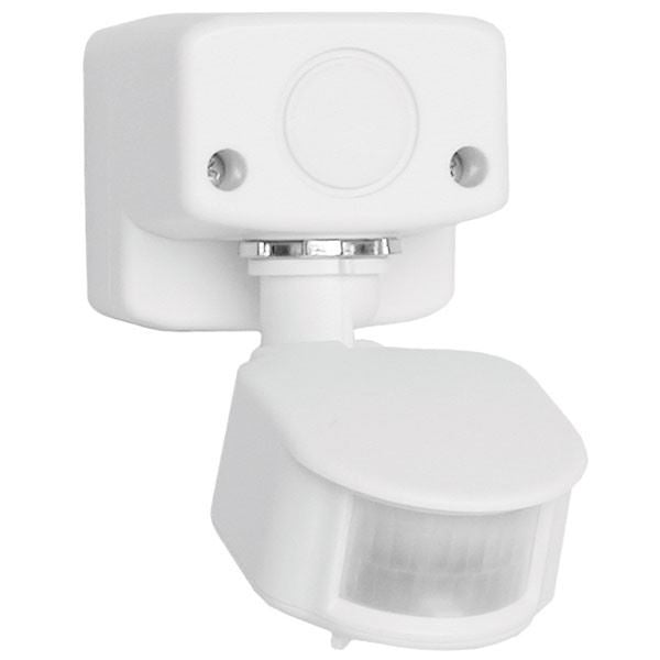 HOUSEWATCH_IP44_Surface_Mount_Outdoor_Infrared_Motion_Sensor_120_Degree_Sensor_with_Adjustable_Time,_Distance_&_Lux._12V_DC/AC_Input._Wall/Ceiling_Mount._Includes_S/S_Screws._White.