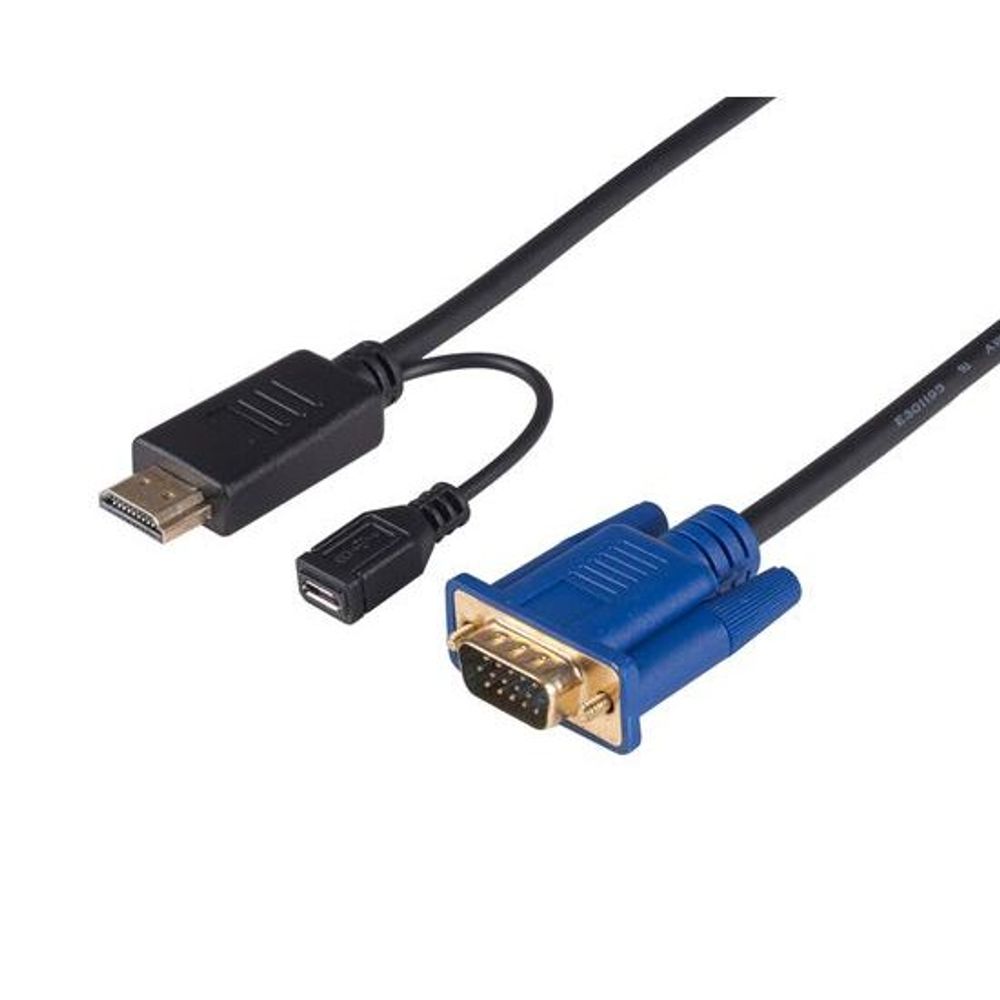DYNAMIX 2m HDMI to VGA Cable, Includes Micro USB Female. Optional