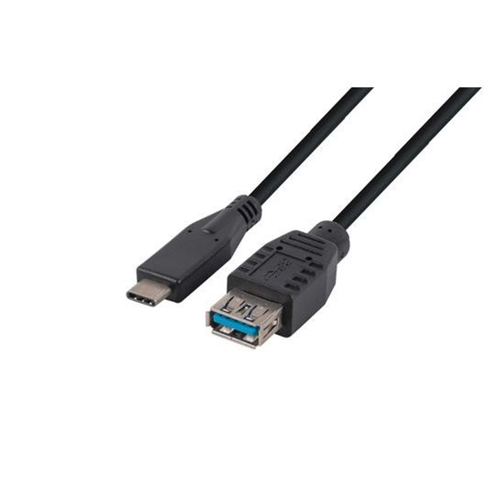 DYNAMIX 2M, USB 3.1 USB-C Male to USB-A Female Cable. Black Colour.