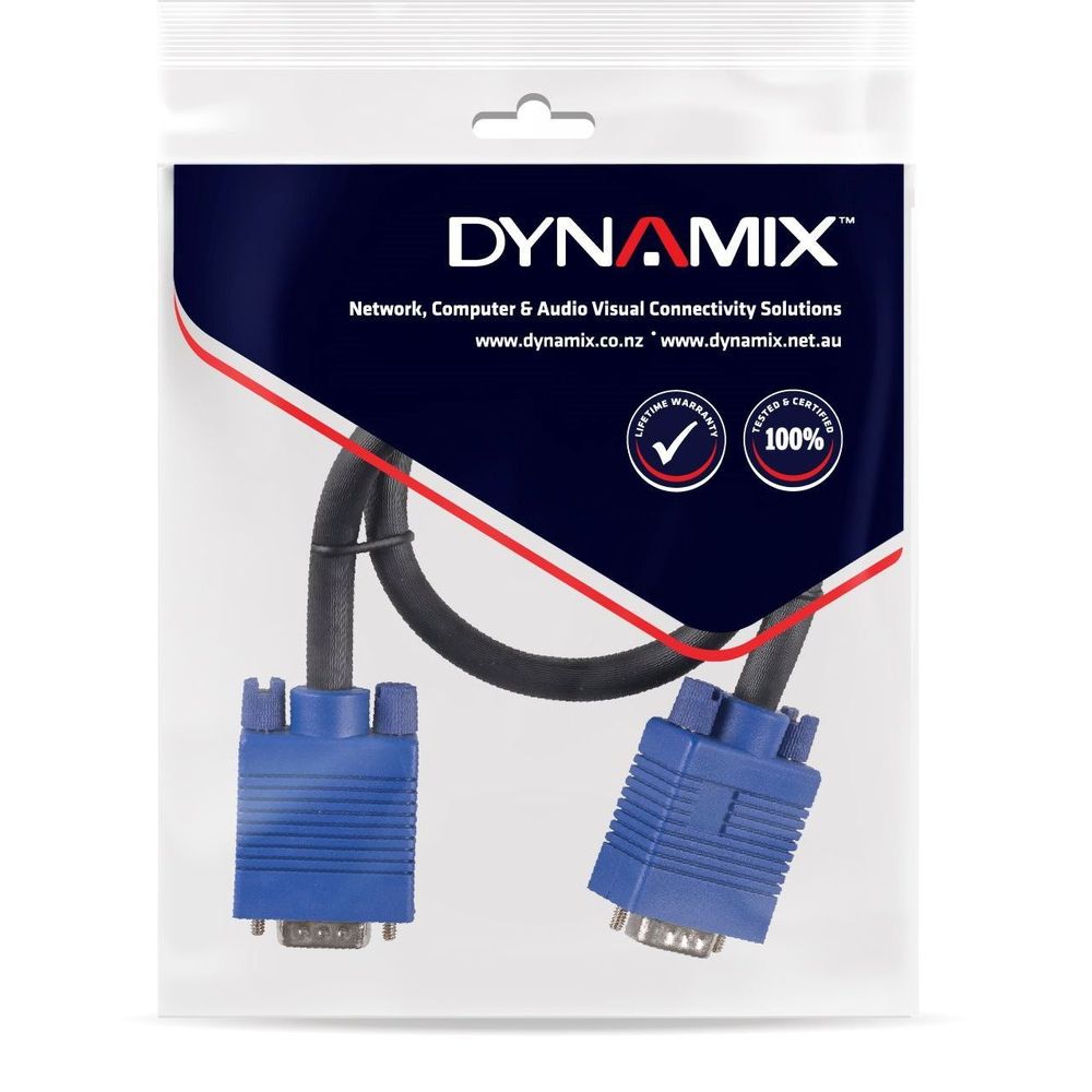 DYNAMIX 10m VESA DDC1 & DDC2 VGA Male/Male Cable - Moulded,