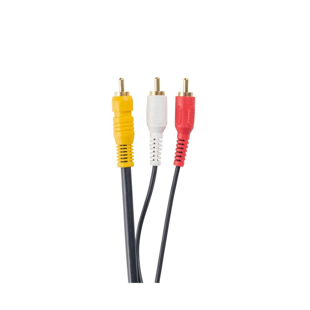 DYNAMIX 5m RCA Audio Video Cable, 7 to 3 RCA Plugs. Yellow RG59