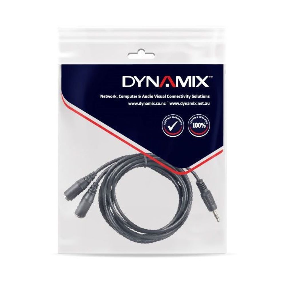 DYNAMIX 0.2m Stereo Y Cable 3.5mm Plugs