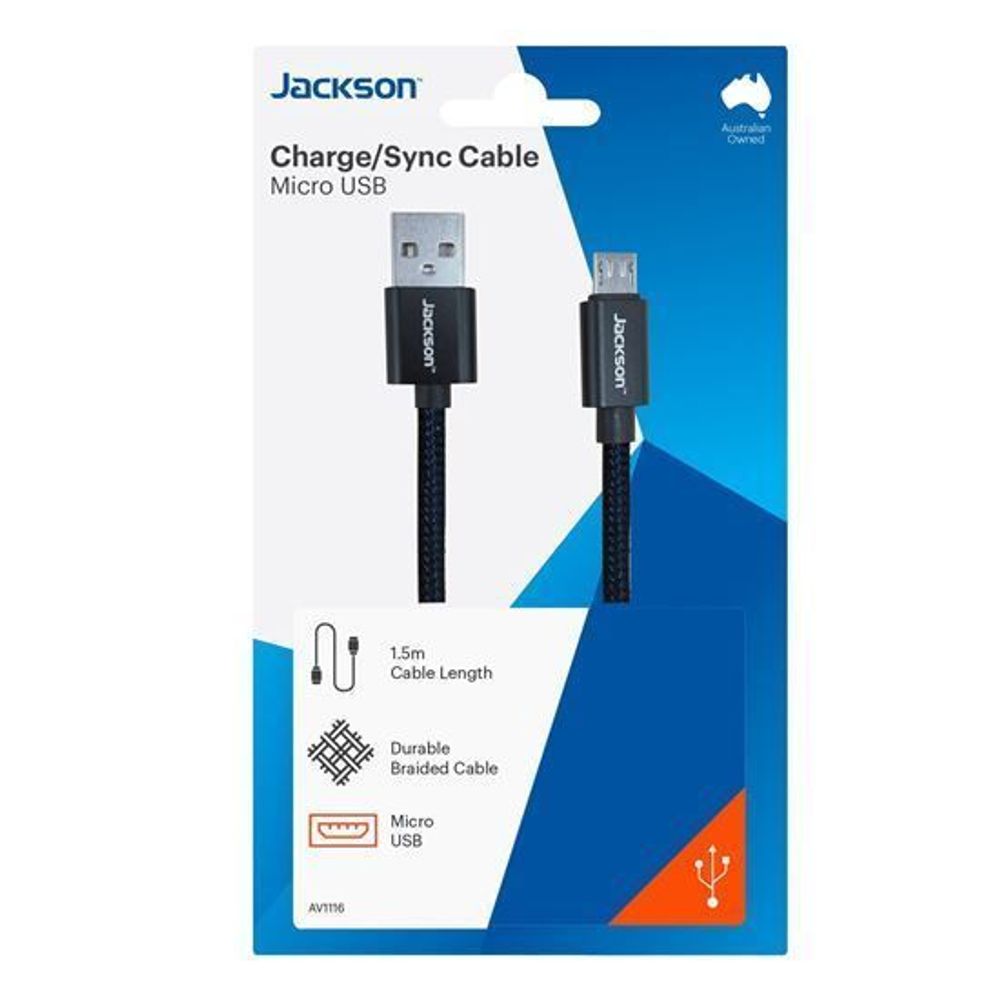 JACKSON 1.5m USB-A to Micro USB Sync & Charge Cable.