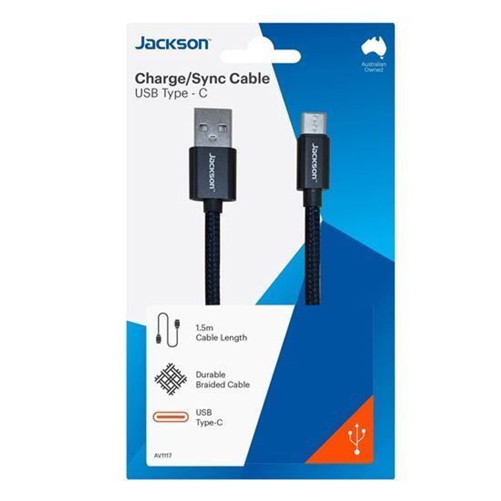 JACKSON 1.5m USB-A to USB-C Sync & Charge Cable.