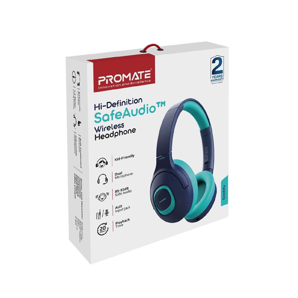 PROMATE CODDY Child-Safe Wireless Bluetooth Over-Ear Headphones. 3 Colours Options