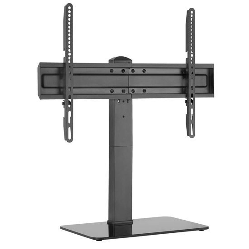 BRATECK 37-70" Universal Swivel Tabletop TV Stand with Glass Base. Swivel & Vertical Height Adjustable