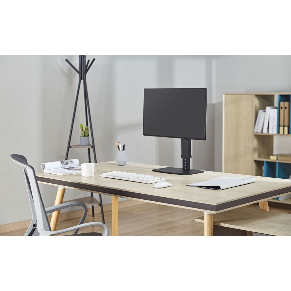 BRATECK 17"-32" Single Screen Vertical Lift Steel Monitor Stand. 10 View Height Settings, Free Tilt Design