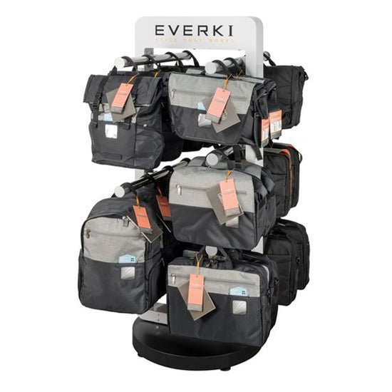 EVERKI_Notebook_Display_Stand._Hold_up_to_20_Bags_with_5_Adjustable_hangers_(included)._Dimensions_70_x185_x_70_cm._Weight_36kgs