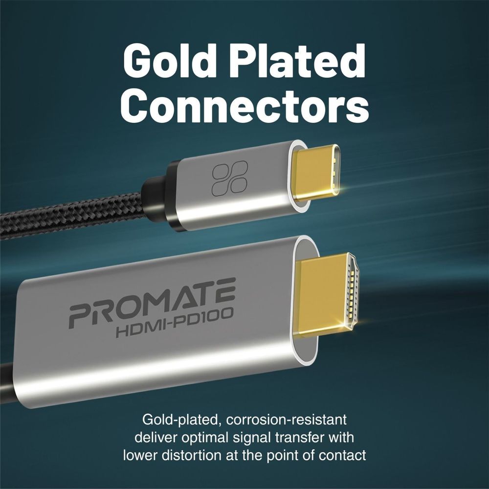 PROMATE 1.8m 4K USB-C to HDMI Cable with Gold Plated Connectors.