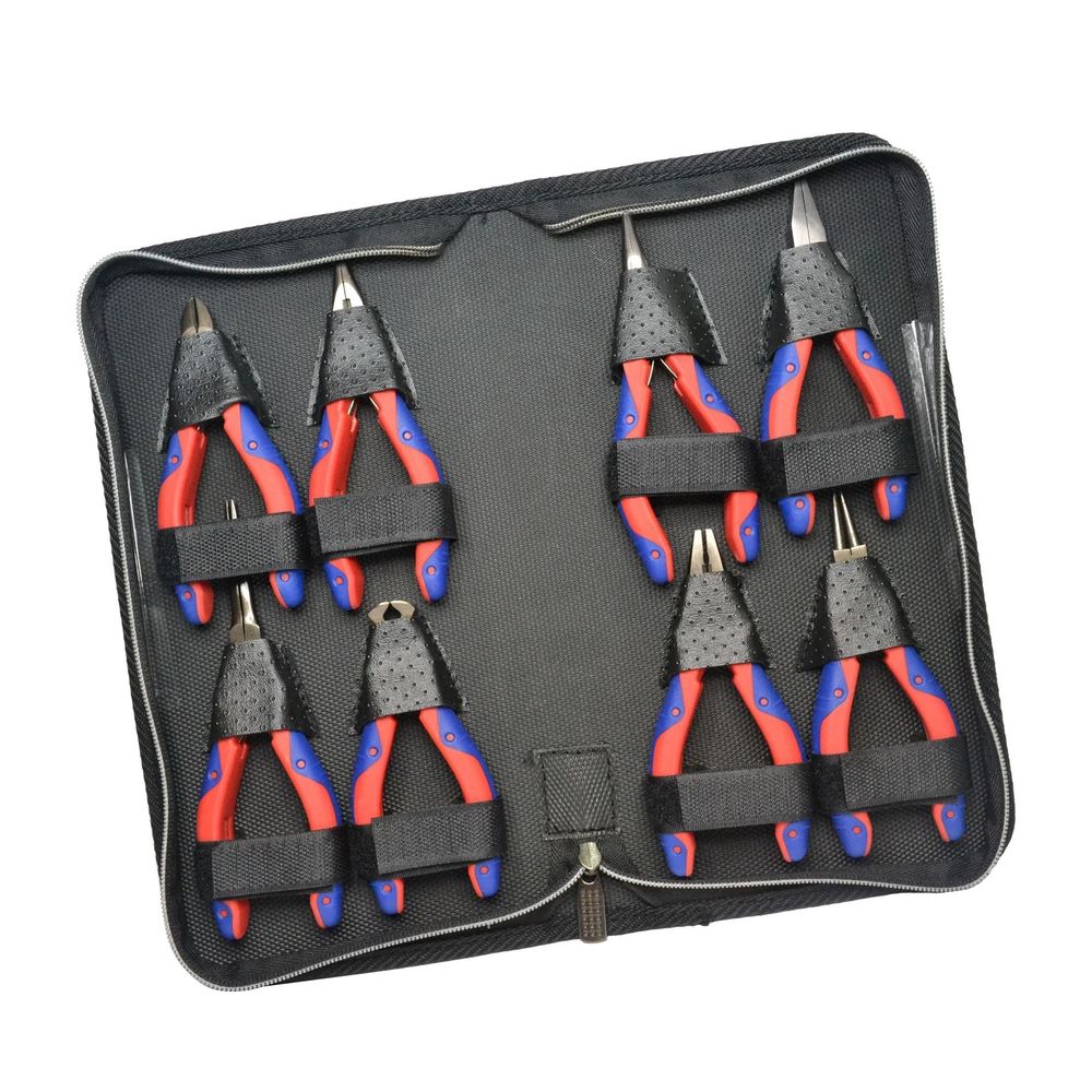 GOLDTOOL 8-Piece Mirror Polished CRV Precision Plier Set. Includes